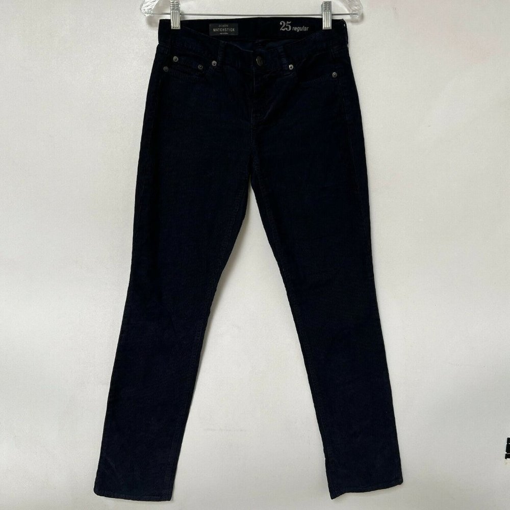 J Crew Navy Blue Matchstick Corduroy Jeans Denim Stretch Low Rise Womens Size 25